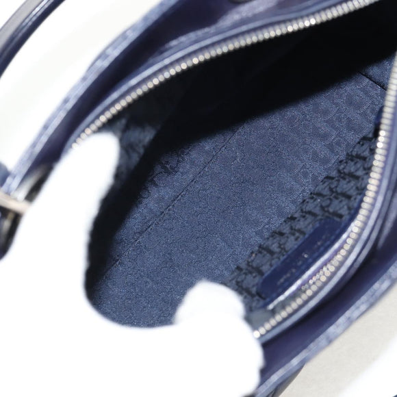 Christian Dior Lady Dior Canage Hand Bag Leather 2way Navy Silver Auth 146073M