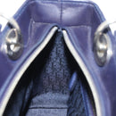 Christian Dior Lady Dior Canage Hand Bag Leather 2way Navy Silver Auth 146073M-22