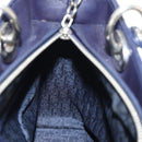 Christian Dior Lady Dior Canage Hand Bag Leather 2way Navy Silver Auth 146073M-23