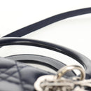 Christian Dior Lady Dior Canage Hand Bag Leather 2way Navy Silver Auth 146073M-14