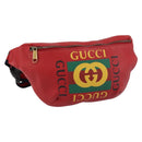 GUCCI Web Sherry Line Body Bag Leather Red 530412 Auth 146075-1