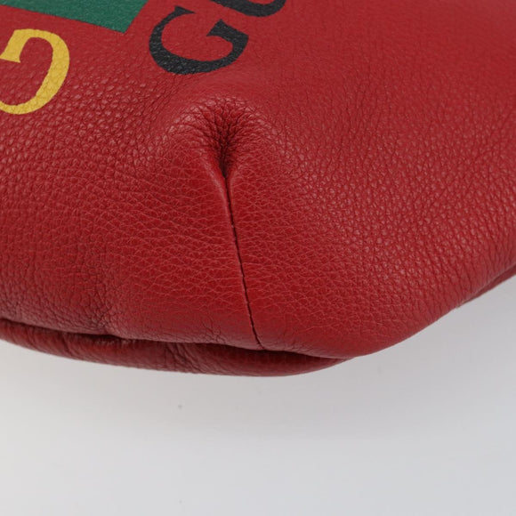 GUCCI Web Sherry Line Body Bag Leather Red 530412 Auth 146075