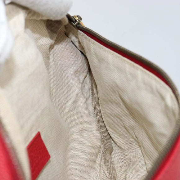 GUCCI Web Sherry Line Body Bag Leather Red 530412 Auth 146075