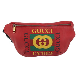 GUCCI Web Sherry Line Body Bag Leather Red 530412 Auth 146075 - 0