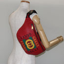 GUCCI Web Sherry Line Body Bag Leather Red 530412 Auth 146075-20