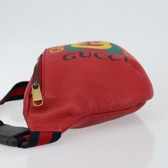 GUCCI Web Sherry Line Body Bag Leather Red 530412 Auth 146075