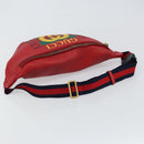 GUCCI Web Sherry Line Body Bag Leather Red 530412 Auth 146075-7