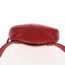 GUCCI GG Marmont Waist Bag Leather Red Gold 476434 Auth 146076V-11