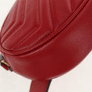 GUCCI GG Marmont Waist Bag Leather Red Gold 476434 Auth 146076V-15