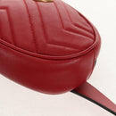 GUCCI GG Marmont Waist Bag Leather Red Gold 476434 Auth 146076V-16
