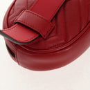 GUCCI GG Marmont Waist Bag Leather Red Gold 476434 Auth 146076V-17