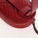 GUCCI GG Marmont Waist Bag Leather Red Gold 476434 Auth 146076V-18