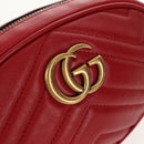 GUCCI GG Marmont Waist Bag Leather Red Gold 476434 Auth 146076V-19