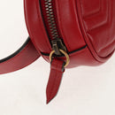 GUCCI GG Marmont Waist Bag Leather Red Gold 476434 Auth 146076V-17