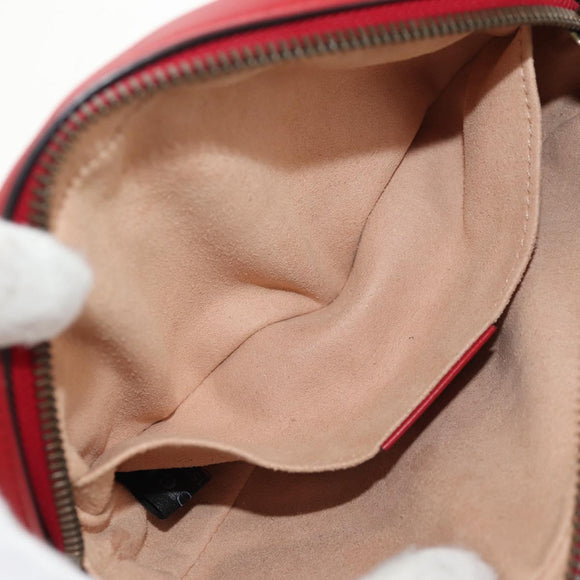 GUCCI GG Marmont Waist Bag Leather Red Gold 476434 Auth 146076V