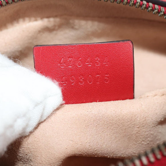 GUCCI GG Marmont Waist Bag Leather Red Gold 476434 Auth 146076V