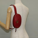 GUCCI GG Marmont Waist Bag Leather Red Gold 476434 Auth 146076V-24