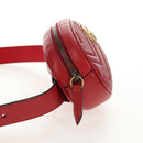 GUCCI GG Marmont Waist Bag Leather Red Gold 476434 Auth 146076V-4