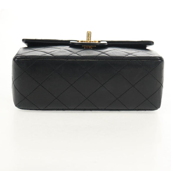 CHANEL Matelasse Chain Shoulder Bag Lamb Skin Black Gold CC Auth 146079SAV
