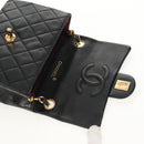 CHANEL Matelasse Chain Shoulder Bag Lamb Skin Black Gold CC Auth 146079SAV-16
