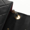 CHANEL Matelasse Chain Shoulder Bag Lamb Skin Black Gold CC Auth 146079SAV-18
