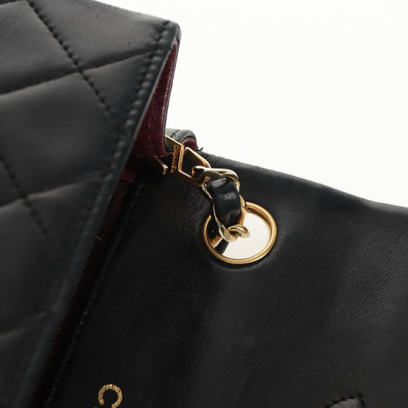 CHANEL Matelasse Chain Shoulder Bag Lamb Skin Black Gold CC Auth 146079SAV