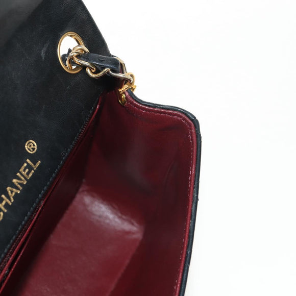 CHANEL Matelasse Chain Shoulder Bag Lamb Skin Black Gold CC Auth 146079SAV