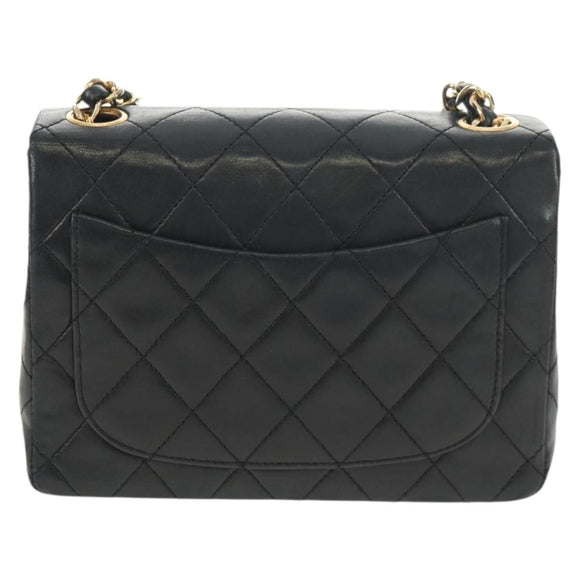 CHANEL Matelasse Chain Shoulder Bag Lamb Skin Black Gold CC Auth 146079SAV