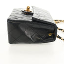 CHANEL Matelasse Chain Shoulder Bag Lamb Skin Black Gold CC Auth 146079SAV-5