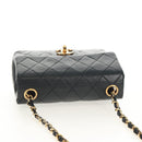 CHANEL Matelasse Chain Shoulder Bag Lamb Skin Black Gold CC Auth 146079SAV-6