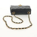 CHANEL Matelasse Chain Shoulder Bag Lamb Skin Black Gold CC Auth 146079SAV-7