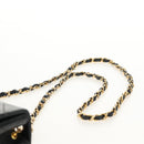 CHANEL Matelasse Chain Shoulder Bag Lamb Skin Black Gold CC Auth 146079SAV-8