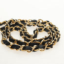 CHANEL Matelasse Chain Shoulder Bag Lamb Skin Black Gold CC Auth 146079SAV-9