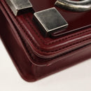 CHANEL Matelasse Boy Brick Chain Bag Lamb Skin Bordeaux CC Auth 146080AM-16