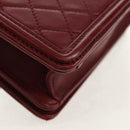 CHANEL Matelasse Boy Brick Chain Bag Lamb Skin Bordeaux CC Auth 146080SM-17