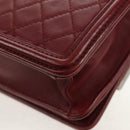 CHANEL Matelasse Boy Brick Chain Bag Lamb Skin Bordeaux CC Auth 146080SM-18