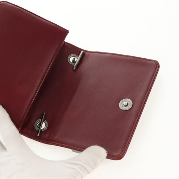 CHANEL Matelasse Boy Brick Chain Bag Lamb Skin Bordeaux CC Auth 146080AM