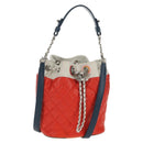 CHANEL Matelasse Chain Shoulder Bag Lamb Skin Orange Silver CC Auth 146081AM-1