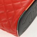 CHANEL Matelasse Chain Shoulder Bag Lamb Skin Orange Silver CC Auth 146081AM-18