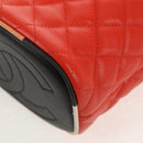 CHANEL Matelasse Chain Shoulder Bag Lamb Skin Orange Silver CC Auth 146081AM-19