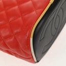 CHANEL Matelasse Chain Shoulder Bag Lamb Skin Orange Silver CC Auth 146081AM-20