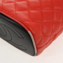 CHANEL Matelasse Chain Shoulder Bag Lamb Skin Orange Silver CC Auth 146081AM-21