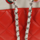 CHANEL Matelasse Chain Shoulder Bag Lamb Skin Orange Silver CC Auth 146081AM-9