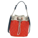 CHANEL Matelasse Chain Shoulder Bag Lamb Skin Orange Silver CC Auth 146081AM-14
