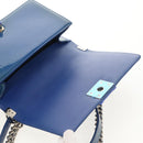 CHANEL Chain Boy Chanel Shoulder Bag Patent Blue Silver CC Auth 146082SAM-22