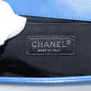 CHANEL Chain Boy Chanel Shoulder Bag Patent Blue Silver CC Auth 146082SAM-24