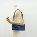 CHANEL Chain Boy Chanel Shoulder Bag Patent Blue Silver CC Auth 146082SAM-28
