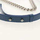 CHANEL Chain Boy Chanel Shoulder Bag Patent Blue Silver CC Auth 146082SAM-9