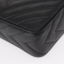 CHANEL Chain V Stitch Shoulder Bag Caviar Skin Black Gold CC Auth 146083AV-15