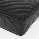 CHANEL Chain V Stitch Shoulder Bag Caviar Skin Black Gold CC Auth 146083AV-16